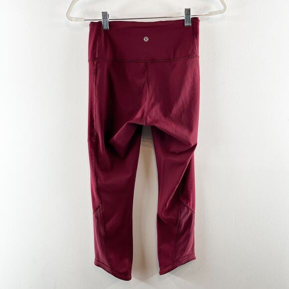 Lululemon Wunder Under Body Con Crop Leggings Deep Rouge Burgundy Red 6 - Picture 8 of 9